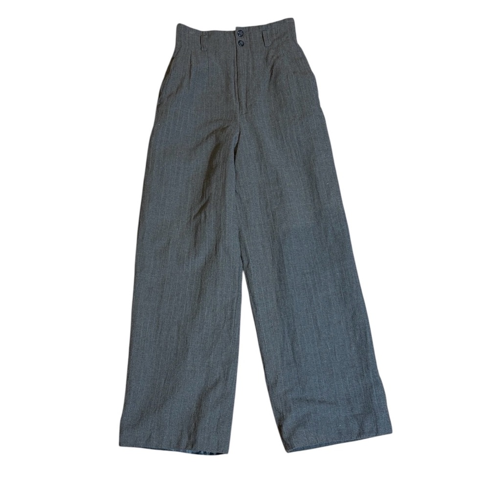 Gray High-Waisted Wide-Leg Pants